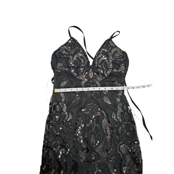 Lulus Spread the Magic Black Sequin Lace-Up Bodycon Mini Dress Sz S - Picture 9 of 11